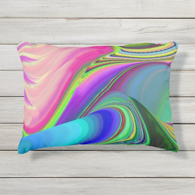 Zomergevoel, Abstracte 3D Rainbowart Buitenkussen (Voorkant)