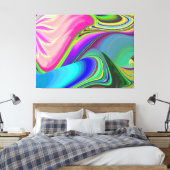 Zomergevoel, Abstracte 3D Rainbowart Canvas Afdruk (Insitu (Slaapkamer))
