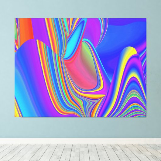 Zomergevoel, Abstracte 3D Rainbowart Canvas Afdruk (Insitu (Houten vloer))