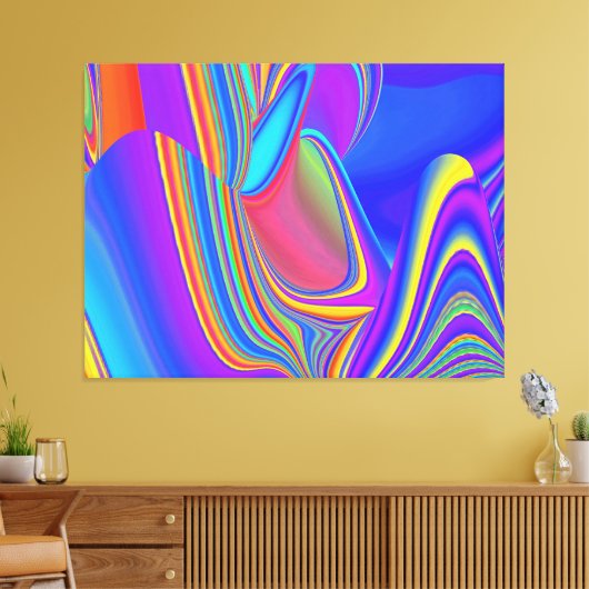 Zomergevoel, Abstracte 3D Rainbowart Canvas Afdruk (Insitu (Woonkamer))