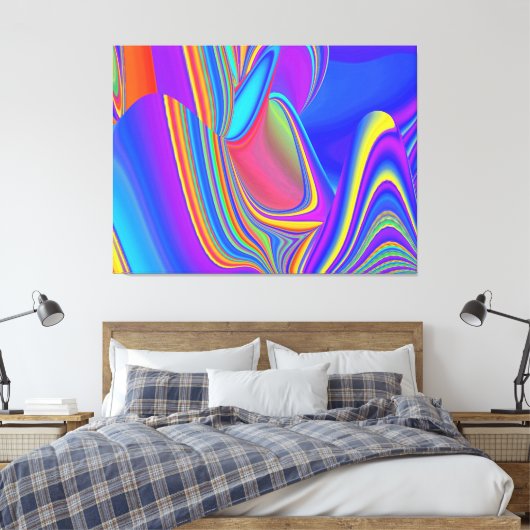 Zomergevoel, Abstracte 3D Rainbowart Canvas Afdruk (Insitu (Slaapkamer))