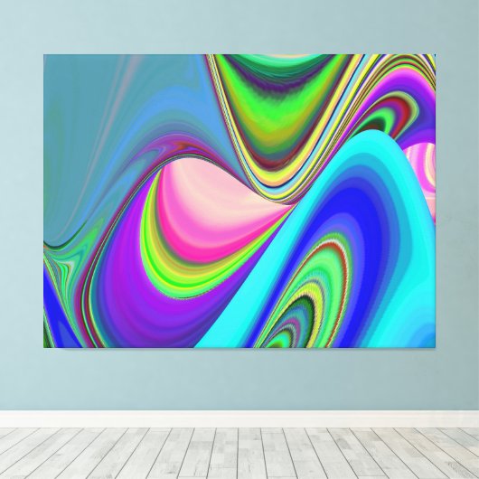 Zomergevoel, Abstracte 3D Rainbowart Canvas Afdruk (Insitu (Houten vloer))