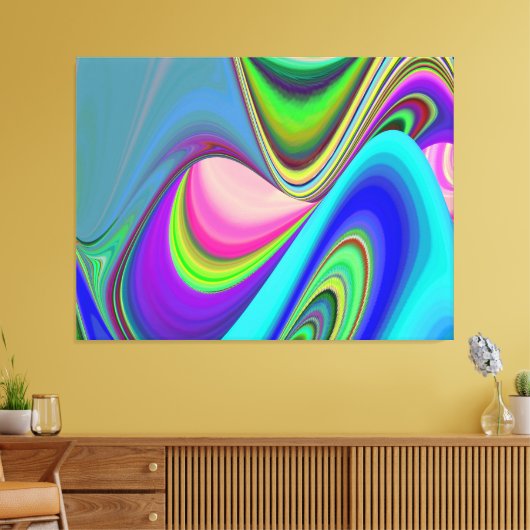 Zomergevoel, Abstracte 3D Rainbowart Canvas Afdruk (Insitu (Woonkamer))