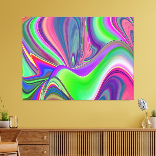 Zomergevoel, Abstracte 3D Rainbowart Canvas Afdruk (Insitu (Woonkamer))