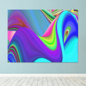 Zomergevoel, Abstracte 3D Rainbowart Canvas Afdruk (Insitu (Houten vloer))