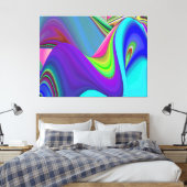 Zomergevoel, Abstracte 3D Rainbowart Canvas Afdruk (Insitu (Slaapkamer))