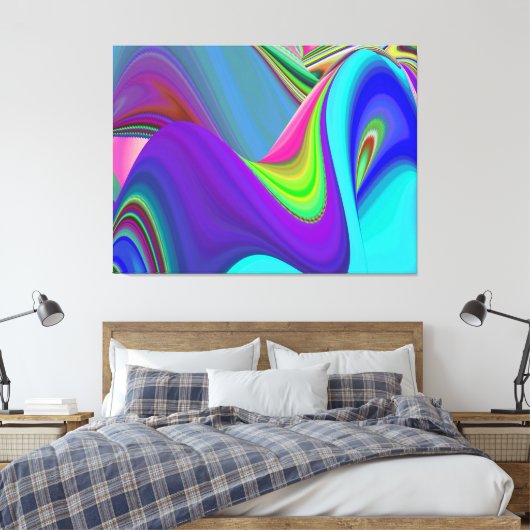 Zomergevoel, Abstracte 3D Rainbowart Canvas Afdruk (Insitu (Slaapkamer))