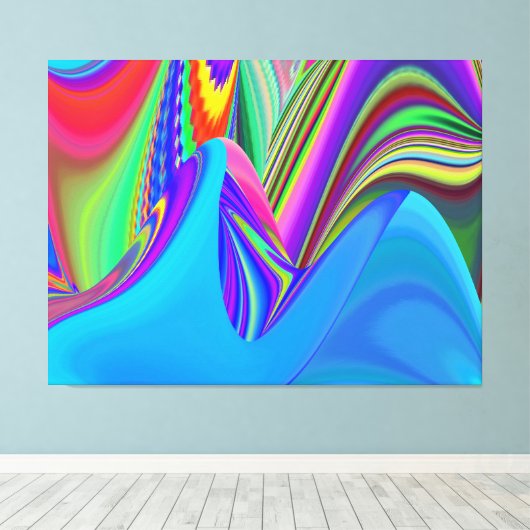 Zomergevoel, Abstracte 3D Rainbowart Canvas Afdruk (Insitu (Houten vloer))
