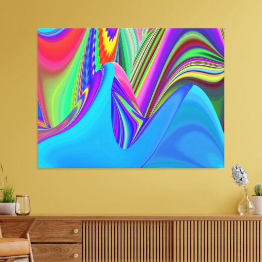 Zomergevoel, Abstracte 3D Rainbowart Canvas Afdruk (Insitu (Woonkamer))