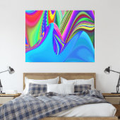 Zomergevoel, Abstracte 3D Rainbowart Canvas Afdruk (Insitu (Slaapkamer))