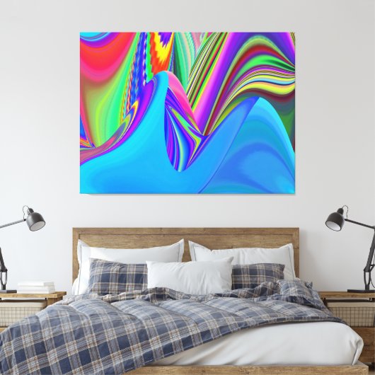Zomergevoel, Abstracte 3D Rainbowart Canvas Afdruk (Insitu (Slaapkamer))