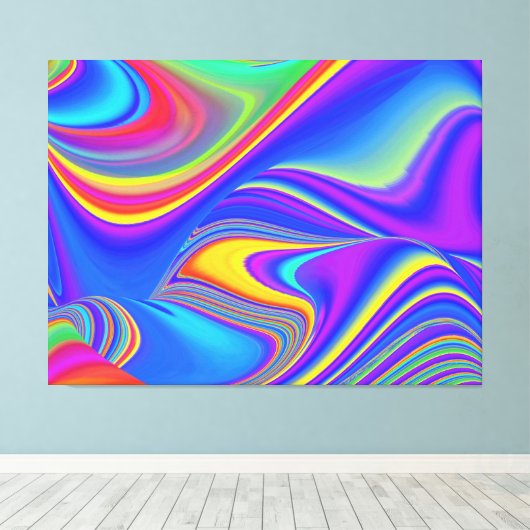 Zomergevoel, Abstracte 3D Rainbowart Canvas Afdruk (Insitu (Houten vloer))