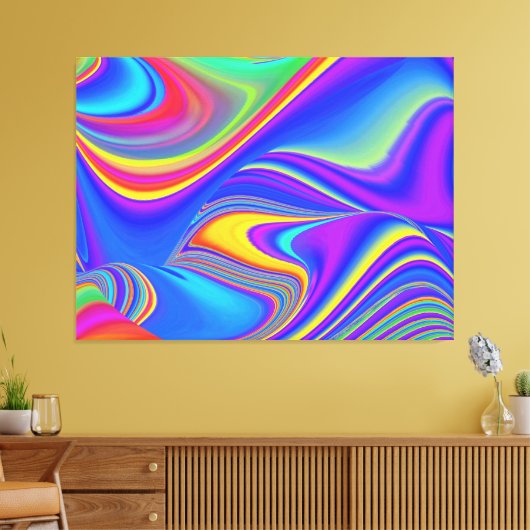 Zomergevoel, Abstracte 3D Rainbowart Canvas Afdruk (Insitu (Woonkamer))