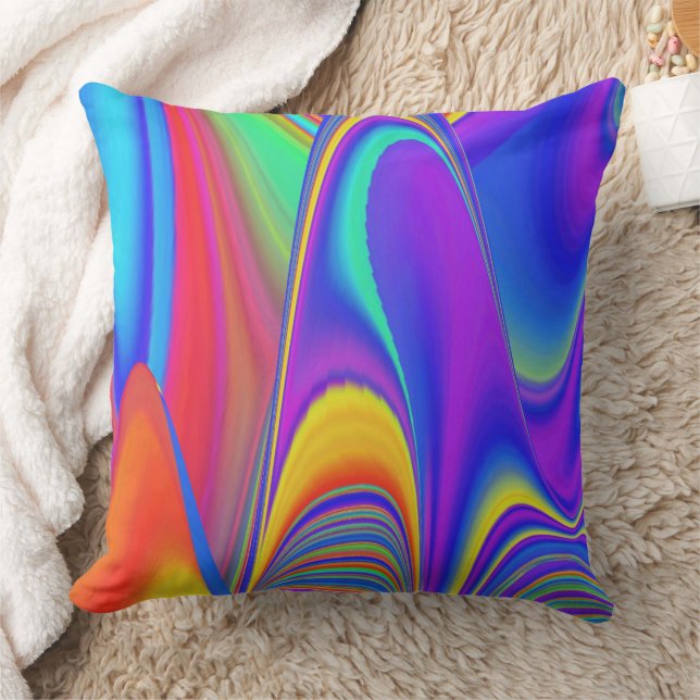 Zomergevoel, Abstracte 3D Rainbowart Kussen (Deken)