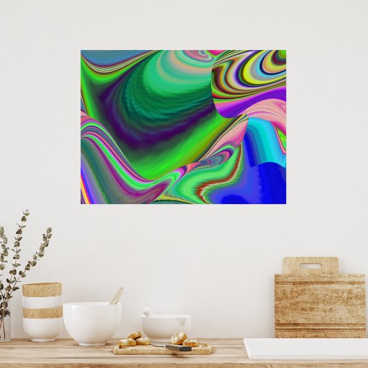 Zomergevoel, Abstracte 3D Rainbowart Poster (Keuken)