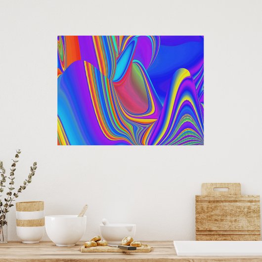 Zomergevoel, Abstracte 3D Rainbowart Poster (Keuken)