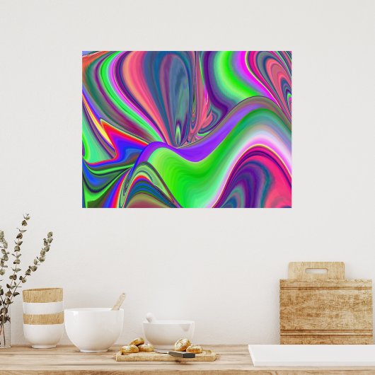 Zomergevoel, Abstracte 3D Rainbowart Poster (Keuken)