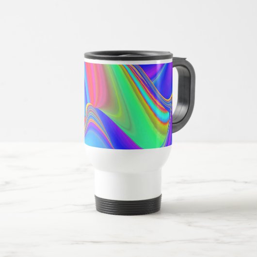 Zomergevoel, Abstracte 3D Rainbowart Reisbeker (Voorkant rechts)