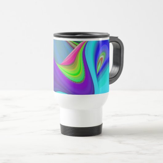 Zomergevoel, Abstracte 3D Rainbowart Reisbeker (Voorkant rechts)