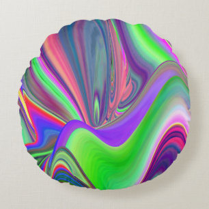 Zomergevoel, Abstracte 3D Rainbowart Rond Kussen