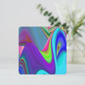 Zomergevoel, Abstracte 3D Rainbowart Save The Date (Staand voorkant)