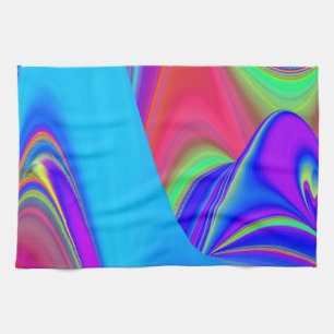Zomergevoel, Abstracte 3D Rainbowart Theedoek