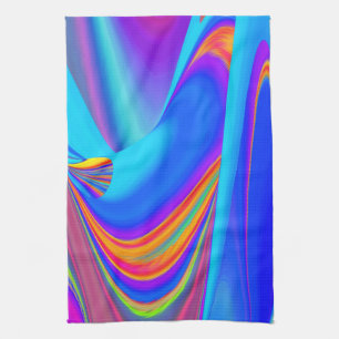 Zomergevoel, Abstracte 3D Rainbowart Theedoek