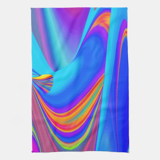Zomergevoel, Abstracte 3D Rainbowart Theedoek (Verticaal)