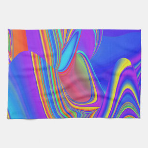 Zomergevoel, Abstracte 3D Rainbowart Theedoek