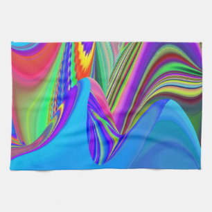 Zomergevoel, Abstracte 3D Rainbowart Theedoek