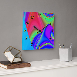 Zomergevoel, Abstracte 3D Rainbowart Vierkante Klok