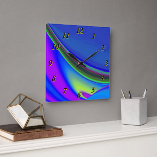 Zomergevoel, Abstracte 3D Rainbowart Vierkante Klok