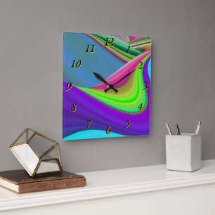 Zomergevoel, Abstracte 3D Rainbowart Vierkante Klok