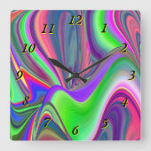 Zomergevoel, Abstracte 3D Rainbowart Vierkante Klok (Voorkant)