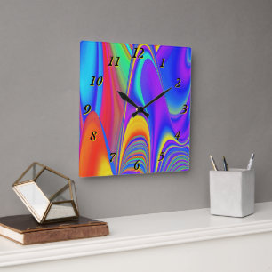 Zomergevoel, Abstracte 3D Rainbowart Vierkante Klok