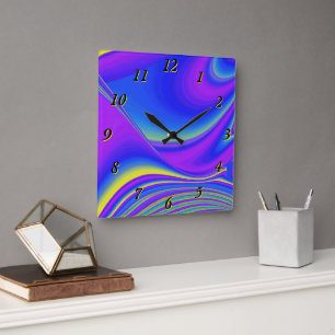 Zomergevoel, Abstracte 3D Rainbowart Vierkante Klok