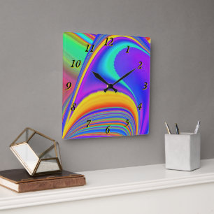 Zomergevoel, Abstracte 3D Rainbowart Vierkante Klok