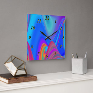 Zomergevoel, Abstracte 3D Rainbowart Vierkante Klok