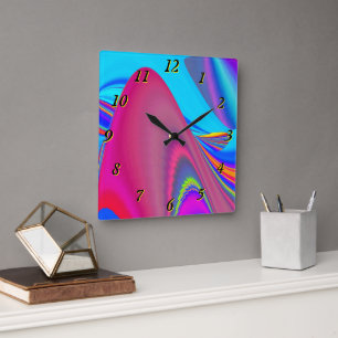 Zomergevoel, Abstracte 3D Rainbowart Vierkante Klok
