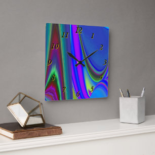 Zomergevoel, Abstracte 3D Rainbowart Vierkante Klok