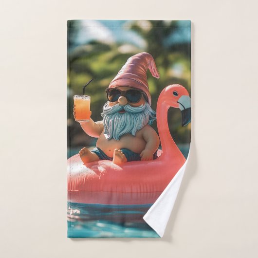 Zomergnoom in zonnebril op Flamingo Float Handdoek (Handdoek)
