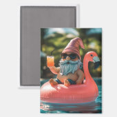 Zomergnoom in zonnebril op Flamingo Float Magneet (Voorkant / Achterkant)