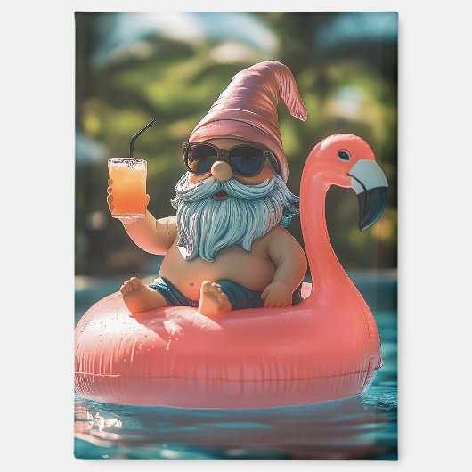 Zomergnoom in zonnebril op Flamingo Float Magneet (Voorkant)