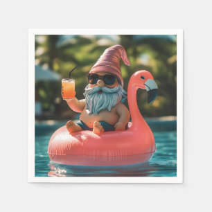 Zomergnoom in zonnebril op Flamingo Float Servet
