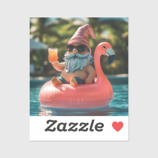 Zomergnoom in zonnebril op Flamingo Float Sticker (Vel)