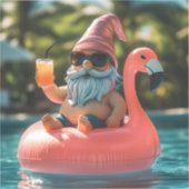 Zomergnoom in zonnebril op Flamingo Float Sticker (Voorkant)