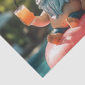 Zomergnoom in zonnebril op Flamingo Float Tissuepapier (Detail)