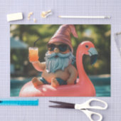 Zomergnoom in zonnebril op Flamingo Float Tissuepapier (Craft)
