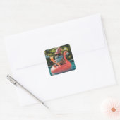 Zomergnoom in zonnebril op Flamingo Float Vierkante Sticker (Envelop)