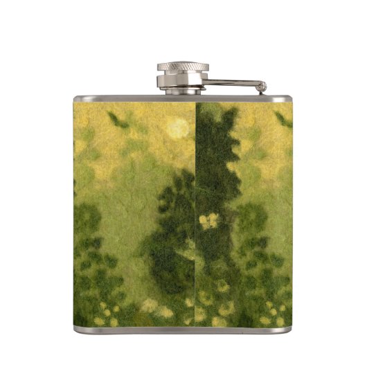 zomergras, wolverf, landschapsgroene schoppen heupfles (Achterkant)